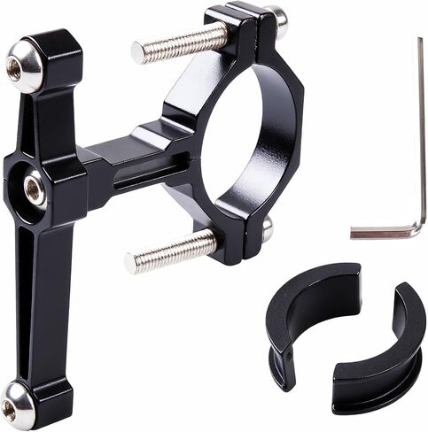 Adjustable Bike Water Bottle Cage Adapter,Anodized Aluminum Alloy Mount for Handlebars Seatposts,Universal Adapter for MTB/Road/E-Bike/Kids Bike, Includes Hex Wrench Anti-Slip Spacers (1, Black) in Kuwait