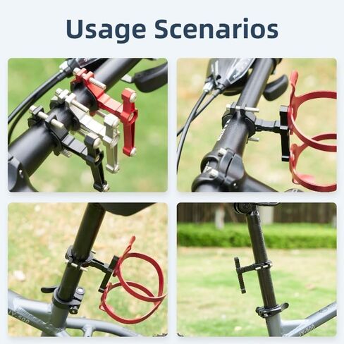 Adjustable Bike Water Bottle Cage Adapter,Anodized Aluminum Alloy Mount for Handlebars Seatposts,Universal Adapter for MTB/Road/E-Bike/Kids Bike, Includes Hex Wrench Anti-Slip Spacers (1, Black) in Kuwait