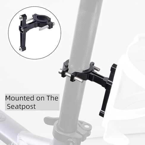 Adjustable Bike Water Bottle Cage Adapter,Anodized Aluminum Alloy Mount for Handlebars Seatposts,Universal Adapter for MTB/Road/E-Bike/Kids Bike, Includes Hex Wrench Anti-Slip Spacers (1, Black) in Kuwait