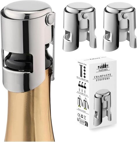 Champagne Stoppers for Bottles, Pafusen 2 Pack Champagne Sealer Stopper, Stainless Steel Champagne Cork Stopper Toppers, Saver for Champagne Cava Prosecco Sparkling Wine in Kuwait