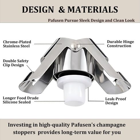 Champagne Stoppers for Bottles, Pafusen 2 Pack Champagne Sealer Stopper, Stainless Steel Champagne Cork Stopper Toppers, Saver for Champagne Cava Prosecco Sparkling Wine in Kuwait