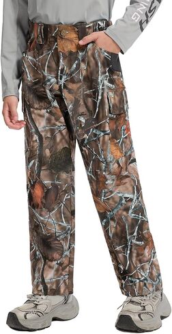 BASSDASH Invis Kid’s Youth Stretch Hunting Pants Water Resistant Breathable Camo Cargo Fishing Pant in Saudi Arabia