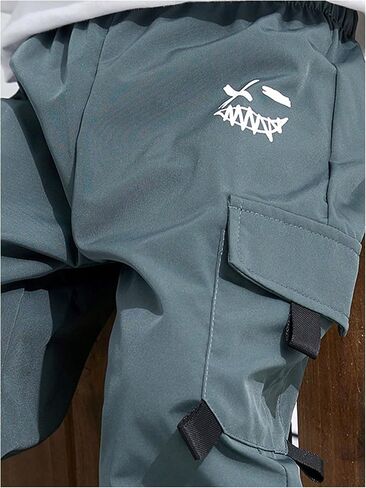 السراويل Gorglitter Boy's Pants Cargo Smiley Face Graphic Preppy Workout Sports Prouts in Saudi Arabia