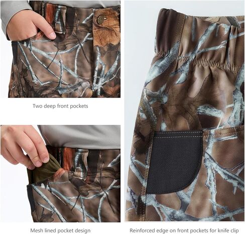 BASSDASH Invis Kid’s Youth Stretch Hunting Pants Water Resistant Breathable Camo Cargo Fishing Pant in Saudi Arabia