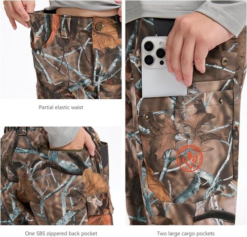 BASSDASH Invis Kid’s Youth Stretch Hunting Pants Water Resistant Breathable Camo Cargo Fishing Pant in Saudi Arabia