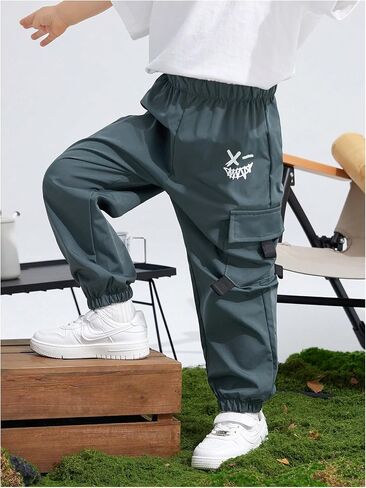 السراويل Gorglitter Boy's Pants Cargo Smiley Face Graphic Preppy Workout Sports Prouts in Saudi Arabia