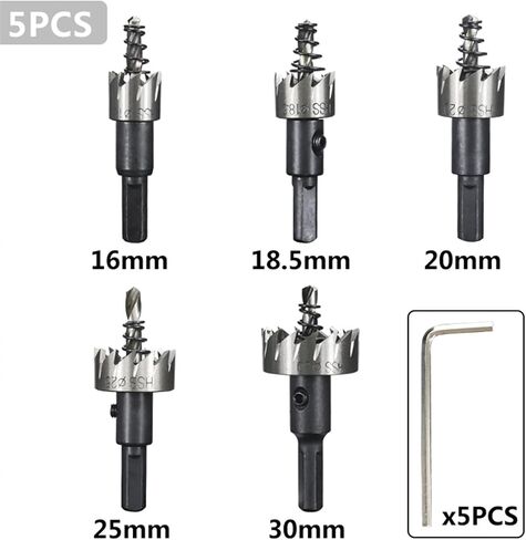 Hole Saw Drill Bit 5/7/12/13pcs 15-53mm Steel Core Drill for Drilling Stainless Steel Metal Alloy Hole Saw 5Pcs(12pcs Set) in Saudi Arabia