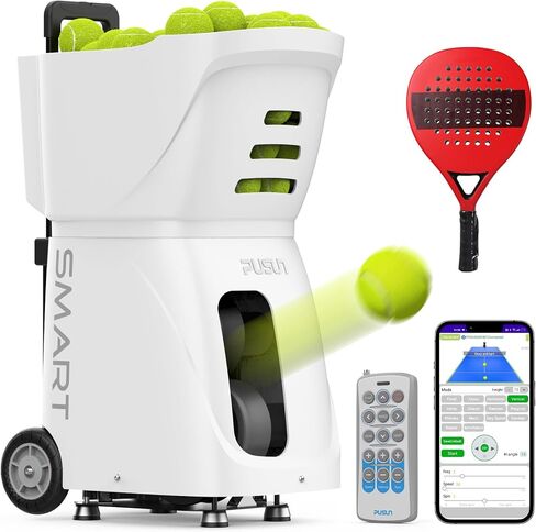 PT Smart Padel Ball Machine, Professional Trainer with Remote & App Control, 20 Landing Points, Adjustable Speed 12-75MPH, 4-6H Battery Runtime, Portable Ball Launcher & Pro Practice Equipment in Saudi Arabia