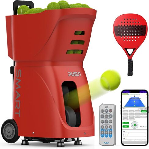 PT Smart Padel Ball Machine, Professional Trainer with Remote & App Control, 20 Landing Points, Adjustable Speed 12-75MPH, 4-6H Battery Runtime, Portable Ball Launcher & Pro Practice Equipment in Saudi Arabia