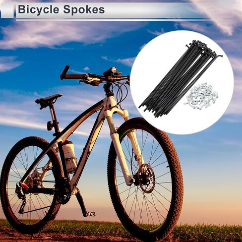 1 Set Universal Bicycle Spokes 12G 139mm Length Bike Wheel Spokes Nipple Black Carbon Steel in Saudi Arabia