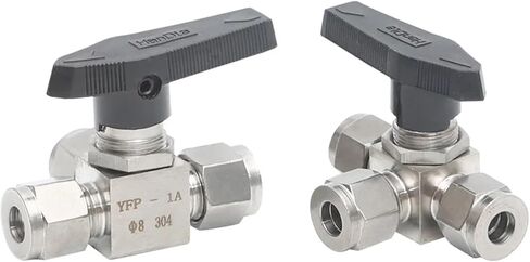 FIT 3 6 8 12MM 1/4 "OD Tube Tee T-Port Ball Valve Compression Union 304 Stainless Steel لغاز زيت مياه الوقود البروبان (10 مم) in Saudi Arabia