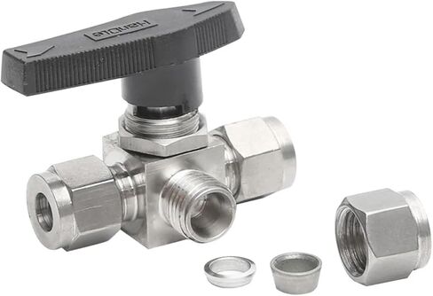 FIT 3 6 8 12MM 1/4 "OD Tube Tee T-Port Ball Valve Compression Union 304 Stainless Steel لغاز زيت مياه الوقود البروبان (10 مم) in Saudi Arabia