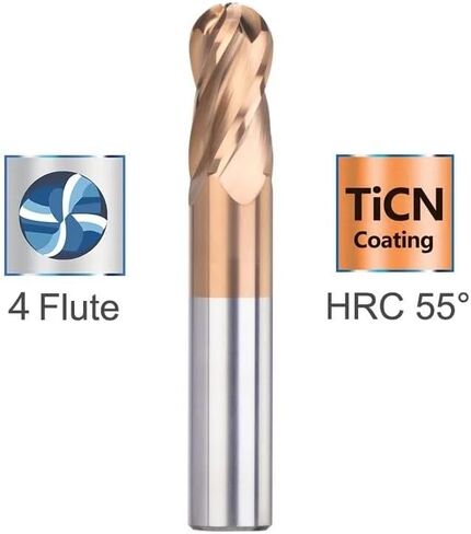 6mm 8mm 10mm Shank Milling Cutter 4 Flute Ball Nose Carbide End Mill CNC Milling Tool Spiral Router Bit for Metal Copper Steel R1.0-R8.0(Nano Blue Coated,R0.75x1.5x3x50x4D) in Saudi Arabia