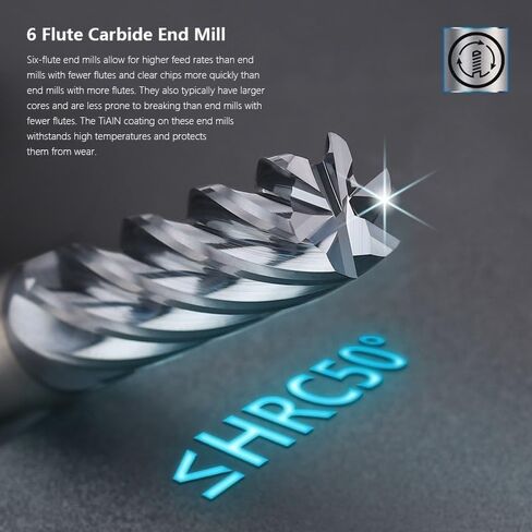 4-16mm Shank Milling Cutter Tungsten Carbide End Mill 6 Flutes CNC Finishing Machining Router Bit For Metal Steel(ALTIAN Coated,4x12x4Dx50L) in Saudi Arabia