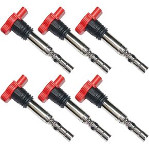 MAS Set of 6 Ignition Coil Pack Compatible with Audi 2002 2003 2004 2005 2006 Quattro A4 A6 V6 3.0L Replacement for UF-483 C1471 AVK BGN