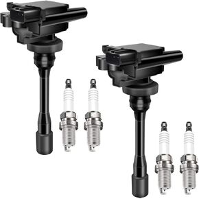 MAS Set of 2 Ignition Coil Pack & 4Pcs Iridium Spark Plug Compatible with Mitsubishi Chrysler Sebring Galant 2.4L L4 Mirage 1.8L Replacement for UF295 UF141 C1257