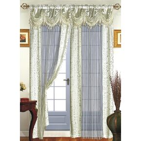 Dainty Home Tango Window Curtain with Attached Valance, 56 x 63 in + 18 in, Gold