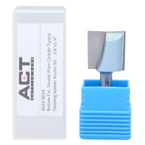 Accusize Industrial Tools 1/4" Shk Dia x 1" Cutting Dia Double Flute Carbide Tipped Bottom Cleaning (Surface Planing) Router Bit, 0014-0001