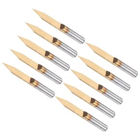 Engraving CNC Router Bits, 0.1mm (0.004") Tip Width 30 Degree Angle 1/8" Shank Ti-Coated Carbide V Groove Carving Bits - (Applications: for Wood Acrylic Plastic), 10-Pieces