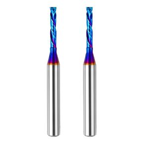 2pc UP&Down Cut CNC Compression Router Bit with Coating, 1/4" Shank 1/8" Cutting Dia 3/4" Cutting Length Coating Router Bit for Wooden Template Plastic Milling Carving