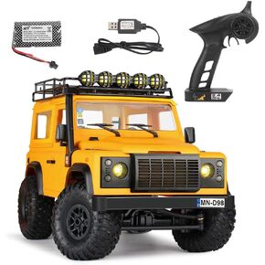 MN98 RTR Model 1/12 2.4G 4WD Climbing Rock Crawler Off-Road RC Truck Car Upgrade Parts Land Rover Defender Vehicles Indoor Toys Models for Kids and Adults - Yellow