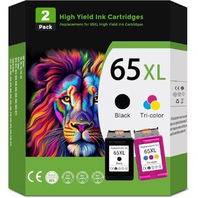 Remanufactured Ink Cartridge Replacement for HP 65XL HP65 65 XL Black Color Combo for HP65XL for 5000 5055 5052 5014 5010 5070 3755 3700 3772 3752 2622 2640 2652 2655 2600 Printer, 2 Pack