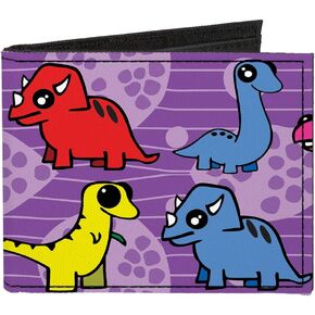 Buckle-Down Men's Standard Canvas Bifold Wallet Dinosaurs, 4.0" x 3.5"