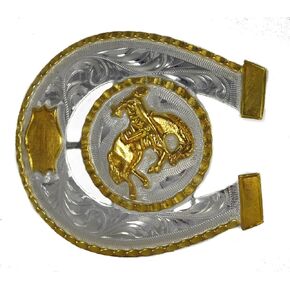 إبزيم حزام على شكل حدوة حصان من الألبكة للرجال مقاس 8.89 سم عرضًا / 7.62 سم ​​ارتفاعًا فضي/ذهبي in Kuwait