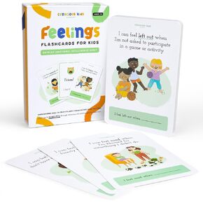 Emotion Cards for Kids - Expression Cards for Toddler to Learn and Communicate Their Emotions - Feeling in a Flash Card, Great Tool for ADHD, Autism, and Therapy | 50 Cards + 4