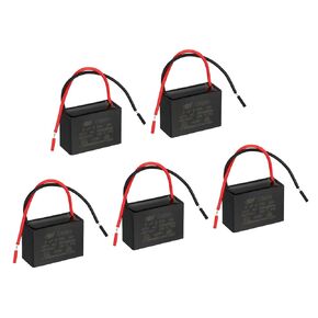 PATIKIL CBB61 Ceiling Fan Capacitor, 5Pcs 8uF 450V AC 50/60HZ with 2 Wires for Air Conditioner Fan Motor Star Run Capacitors 48 x 34 x 33mm