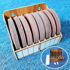 8-Tier Upgraded 5 Inch Sandpaper Organizer, Sandpaper Storage Holder Fit for Sanding Discs 5 Inch, Woodworking Tool Box Organizers and Storage Rack (Excluding Sandpaper), 1 Pack