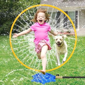 Water Sprinkler for Kids with 46 Roating Spray Nozzles Attaches to Garden Hose Toddler Outdoor Toys 1-3 2-4 Summer Outside Cool Backyard Games Fun Water Play Toys for Kids ages 3-5 4-8 Boys Girls Gift