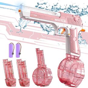 مسدس مياه كهربائي، مسدسات رش أوتوماتيكية مع أضواء يصل مداها إلى 32 قدمًا بسعة كبيرة، 434CC+2 قاذفات مياه 58CC للأطفال والأولاد والبالغين في الهواء الطلق في الصيف وحمام السباحة على الشاطئ (أزرق) in Kuwait
