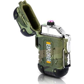 Dual Arc Plasma Lighter Electric Rechargeable USB Lighter Windproof and Waterproof Lighter Infinity Lighter, Camping Lighter Survival Equipment Tactical EDC Gear/Mens Gift (Camouflage)