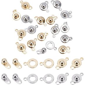 SUNNYCLUE 1 Box 20 Sets 2 Colors 15mm Snap Button Clasp Stainless Steel Snap Clasps Fastener Clasp Socket Snap Clasps Jewelry Clasps for Making Necklaces Bracelets Women DIY Crafts Silver Gold