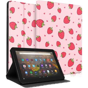 for Amazon Kindle Fire HD 8/8 Plus Tablet Case 10th/12th Generation for Women Girls Cute Folio Cover Fashion Design Girly Kawaii Flower Floral Pretty Unique Cases for Kindle Fire Case 8 Inch