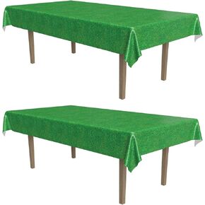 Beistle Grass Tablecovers, 54" x 108", 2 Pieces – Plastic Table Cloth, Football Party Decorations, Sports Themed Party Decor, Green Grass Tablecloth, Rectangular Table Cloth