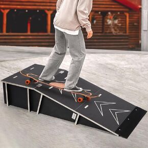 منحدر دراجة كبير من Yeshine، منحدر لوح التزلج مع سطح الطاولة، منحدر BMX خشبي، منحدر تزلج محمول، سلالم سكوتر، منحدر Rc، سلالم لوح التزلج للأطفال الأولاد والبنات والكبار ملحقات لوح التزلج in Kuwait
