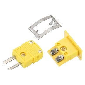 MECCANIXITY Mini K Type Thermocouple Wire Connectors Male Plug with Panel Mount Mini Socket 220°C(428°F) for Thermocouple Sensor 2 Set