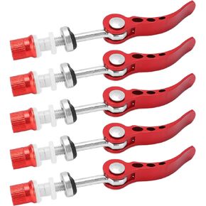 Bike Seat Post Clamp, 5Pcs Aluminum Alloy Quick Release Seatpost Clamps Bike Pipe Clamp Fixed Gear for MTB Road Bikes(Red)