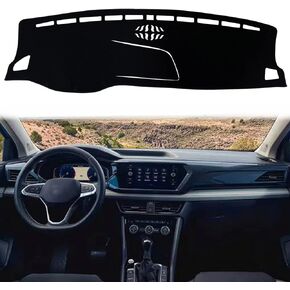 Dash Mat Cover Custom Interior Center Console Compatible with Volkswagen Taos SUV S SE SEL 2022 2023 Dashboard mat Covers Accessories (Black Trim)