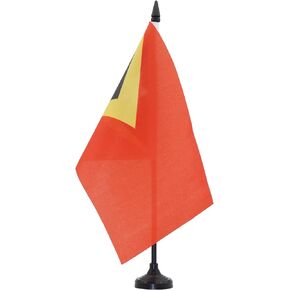AZ FLAG East Timor Table Flag 5'' x 8'' - East Timorese Desk Flag 21 x 14 cm - Black Plastic Stick and Base