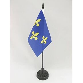 AZ FLAG Fleur-de-lis Multi Blue and Gold Table Flag 4'' x 6'' - French Royal - France Desk Flag 15 x 10 cm - Black Plastic Stick and Base