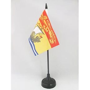 AZ FLAG New Brunswick Table Flag 4'' x 6'' - Canada - Canadian Region of New Brunswick Desk Flag 15 x 10 cm - Black Plastic Stick and Base
