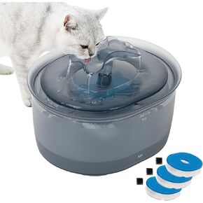 0.9gal/115oz/3.4l Cat Water Fountain Ultra Quiet Auto Pet Water Fountains for Cats Indoor Cat Fountains for Drinking Waterfall Inside Dog and Cat Water Dispenser with 3 Filters(Gray)