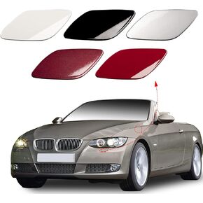 Front Bumper Headlight Washer Nozzle Cover Cap Fit for BMW E92 E93 328i 335i Coupe Convertible 2007 2008 2009 2010 61677171659 61677171660 (Black, Left Driver Side)