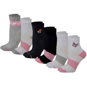 Dr. Motion Women Mid-Crew Compression Socks With Half-Cushion And Breathable Arch Support 6 Pairs