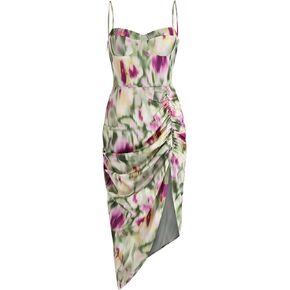 Illusion Ruched Midi Dress