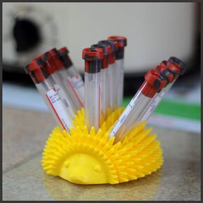 Test Tube Rack, 13mm Tube Size, Holds 12 Tubes, Fun Hedgehog Design (Grape)