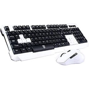 Wireless Keyboard and Mouse Combo, 2.4GHz Cordless USB Computer Keyboard Ergonomic Multimedia and Wireless Optical Mice Set for Home Office Study Gaming Use (Black)